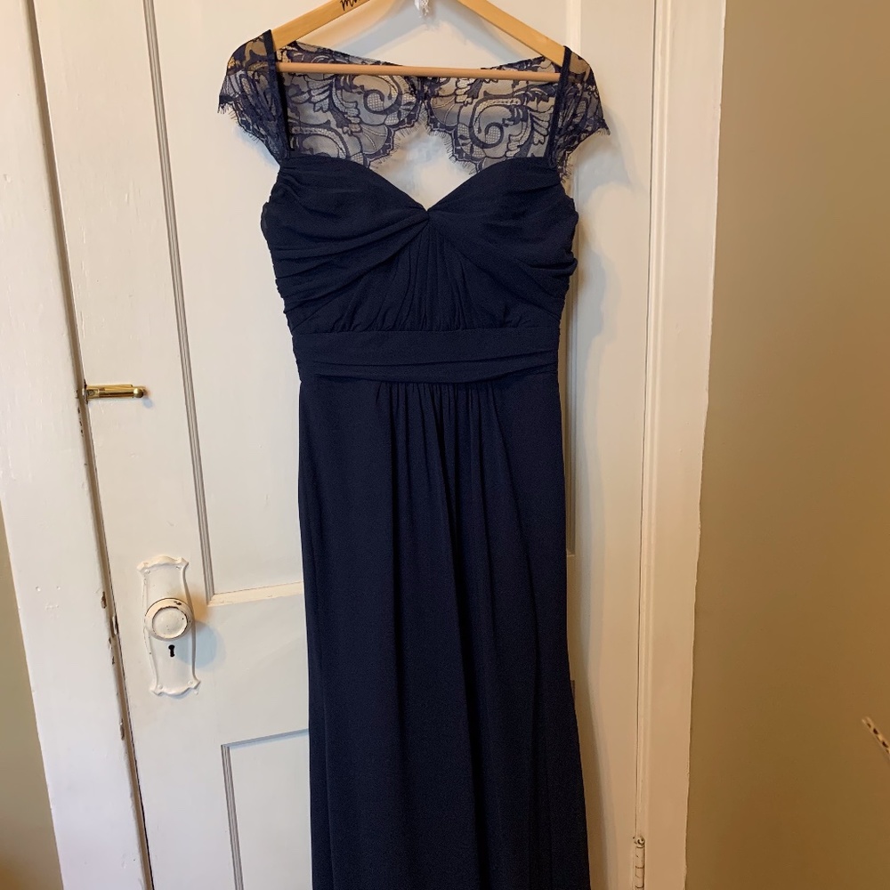 Navy Chiffon Lace Bridesmaid Dress - Worn Once